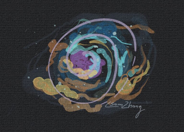 My illustration of Pangu sleeping in the cosmic egg