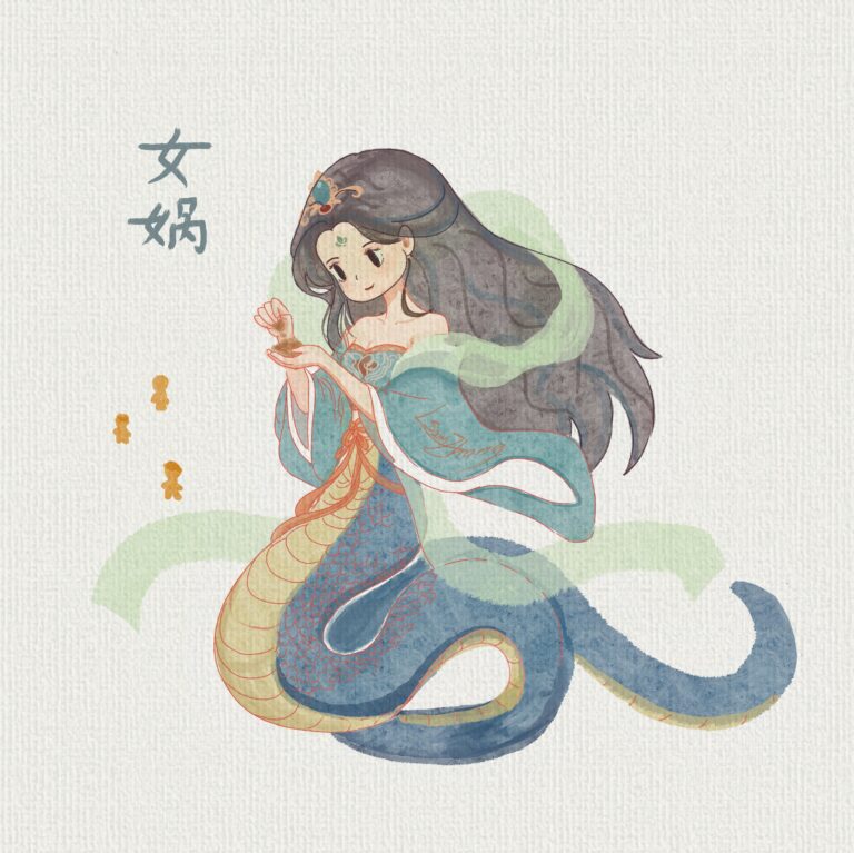 Nuwa creating humans from clay